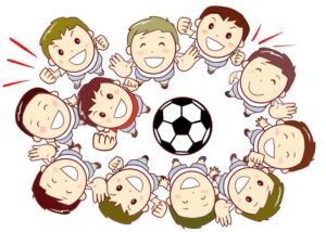 サッカースクールの子ども達のイラスト