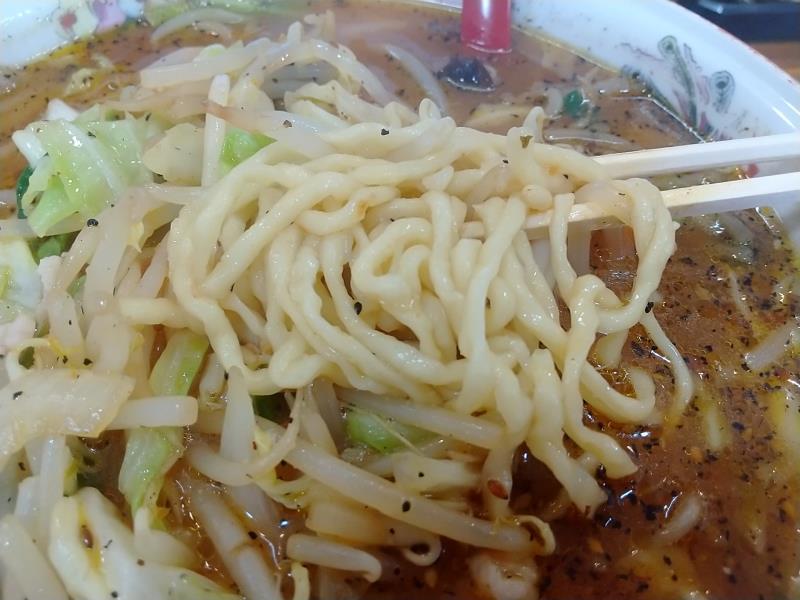 からしタンメンのもちもちとした麺