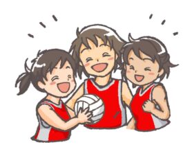 バレーボールを楽しむ選手達のイラスト