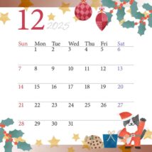 2025年12月のカレンダー