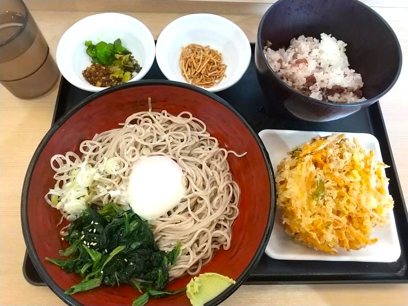 そばの神田 町前屋の「朝そばとカリカリ梅ご飯セット」
